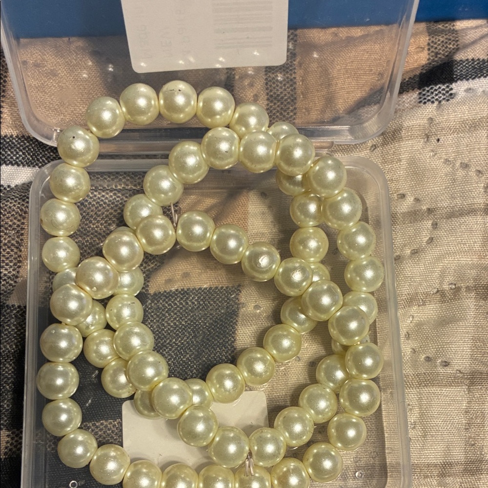 Classic Pearl Stretch Bracelets (3) - Cream Beaded Women's Jewelry